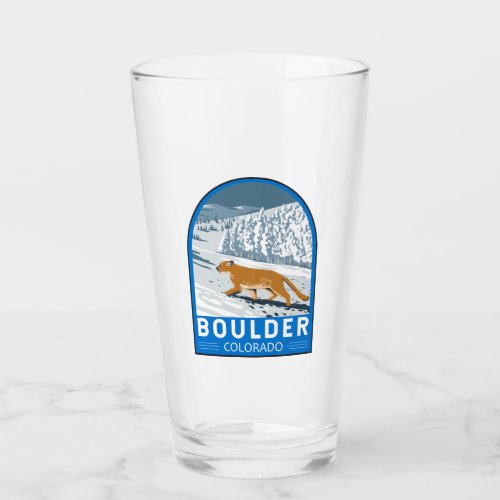 Boulder Colorado Cougar Retro Travel Art Vintage Glass