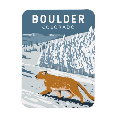 Boulder Colorado Cougar Retro Travel Art Vintage Magnet