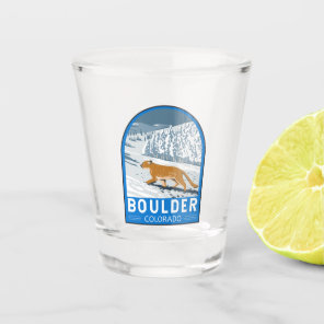 Boulder Colorado Cougar Retro Travel Art Vintage Shot Glass