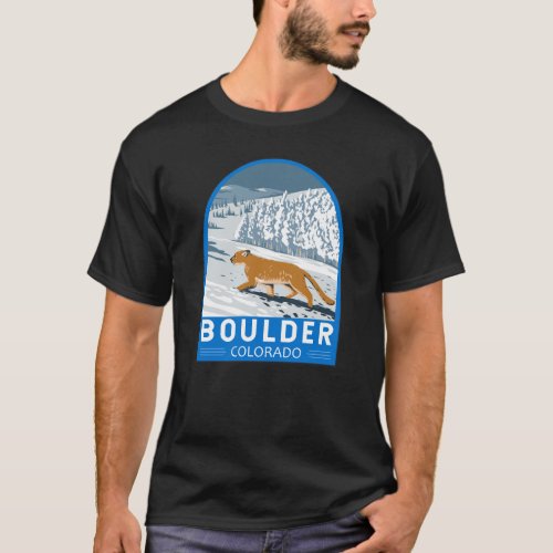 Boulder Colorado Cougar Retro Travel Art Vintage T_Shirt