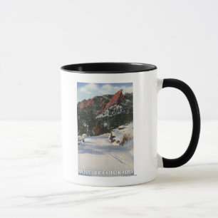 Boulder, Colorado - Flatirons in Winter Mug