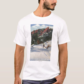 Boulder, Colorado - Flatirons in Winter T-Shirt