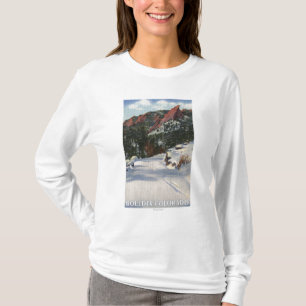 Boulder, Colorado - Flatirons in Winter T-Shirt