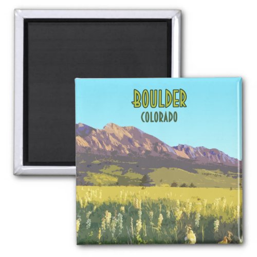 Boulder Colorado Flatirons Mountains Vintage Magnet