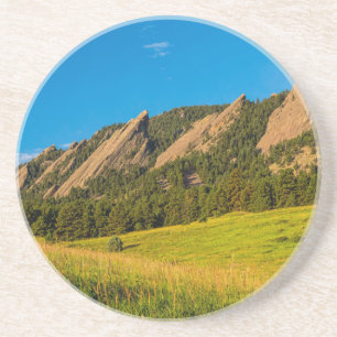 Boulder Colorado Flatirons Sunrise Golden Light Drink Coaster