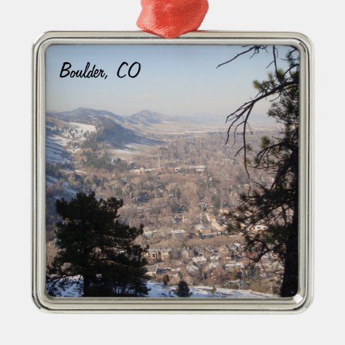 Boulder Colorado from Above Metal Ornament