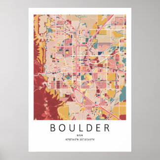 Boulder Colorado Map Poster | Modern City Wall Art