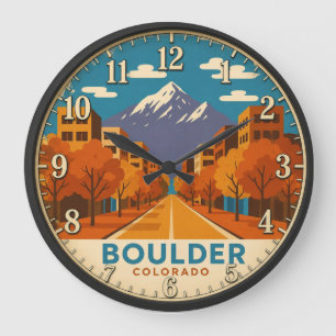 Boulder Colorado Mountain Large Clock