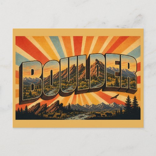 Boulder Colorado Red Rock Foothills Creek Art Postcard