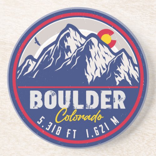 Boulder Colorado Retro Sunset Mountain Souvenirs Coaster