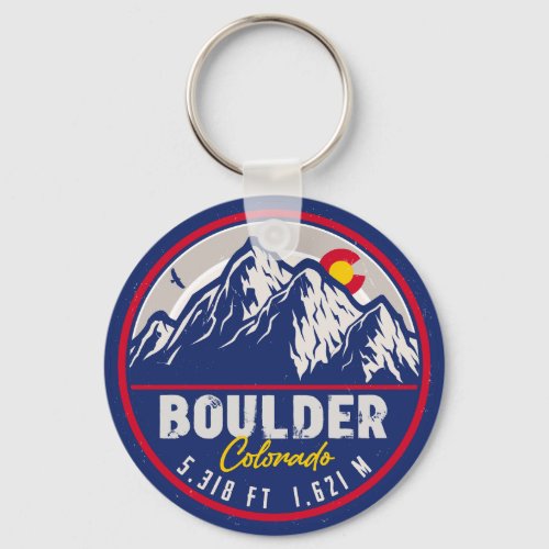 Boulder Colorado Retro Sunset Mountain Souvenirs Keychain