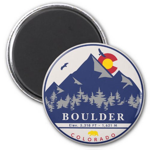 Boulder Colorado Retro Sunset Mountain Souvenirs Magnet