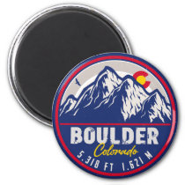 Boulder Colorado Retro Sunset Mountain Souvenirs Magnet