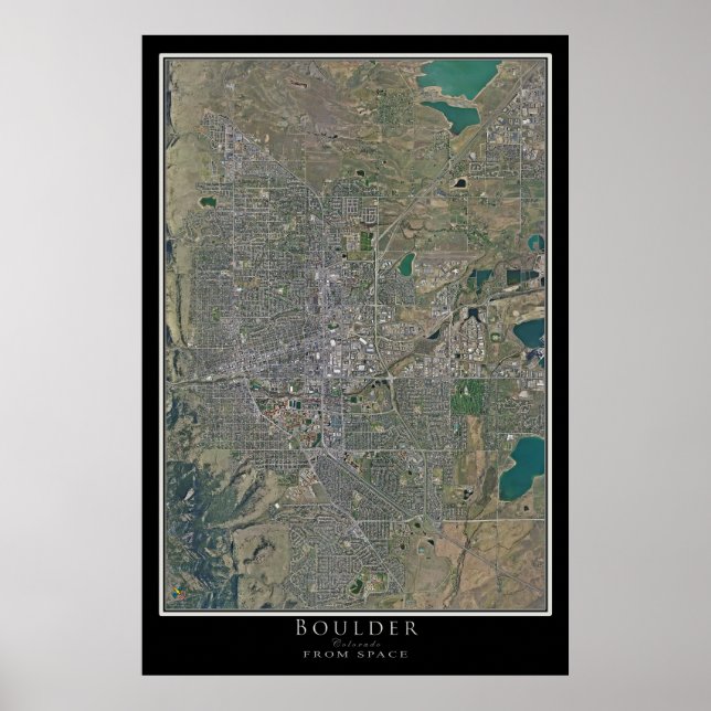 Boulder Colorado Satellite Poster Map (Front)