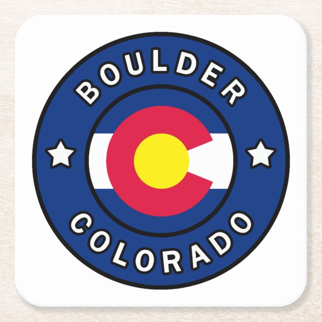 Boulder Colorado Square Paper Coaster (Front)