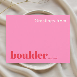 Boulder Colorado typographic pink Postcard
