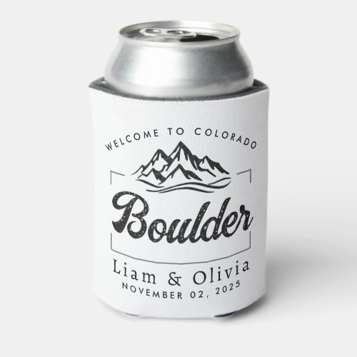 Boulder Colorado Wedding Minimalist Welcome Can Cooler