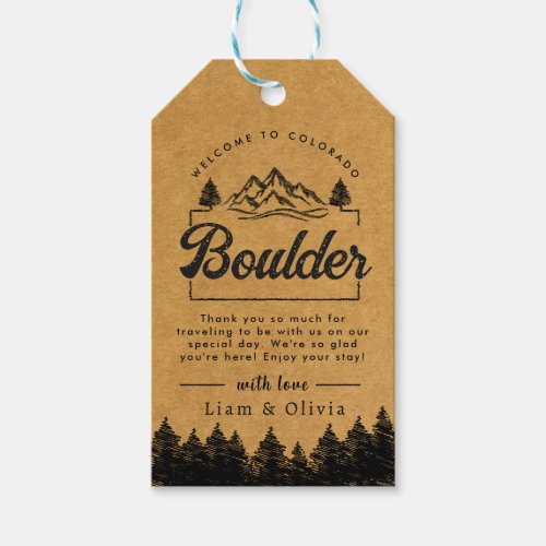 Boulder Colorado Wedding Minimalist Welcome Gift Tags