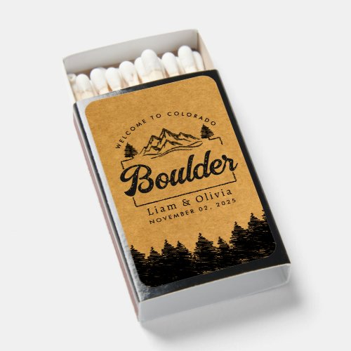 Boulder Colorado Wedding Minimalist Welcome Matchboxes
