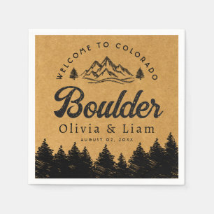Boulder Colorado Wedding Minimalist Welcome Napkins