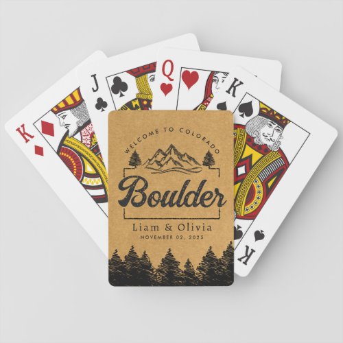Boulder Colorado Wedding Minimalist Welcome Playing Cards