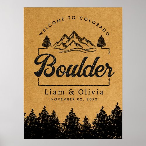 Boulder Colorado Wedding Minimalist Welcome Poster