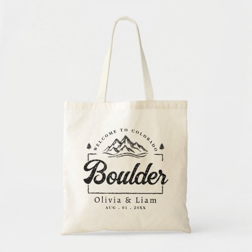 Boulder Colorado Wedding Minimalist Welcome Tote Bag