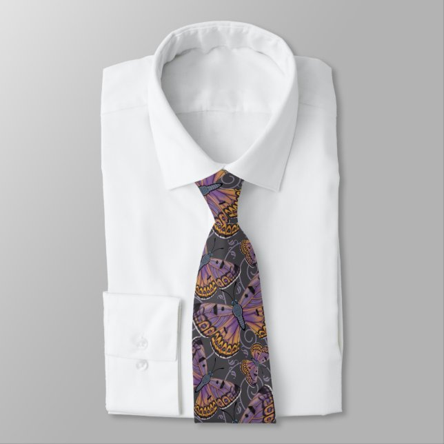 Boulder Copper Butterfly Swirl Neck Tie (Tied)