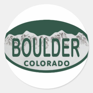 Boulder license oval classic round sticker