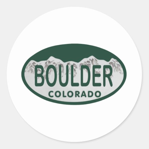Boulder license oval classic round sticker