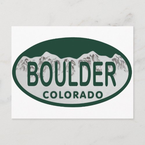 Boulder license oval postcard