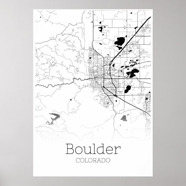 Boulder Map - Colorado - City Map Poster (Front)