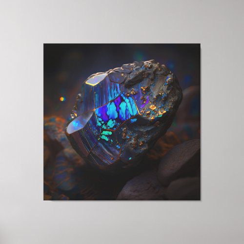 Boulder Opal Ore Macro Vibrant Gemstone Canvas Print