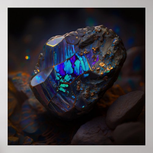 Boulder Opal Ore Vibrant Gemstone Poster