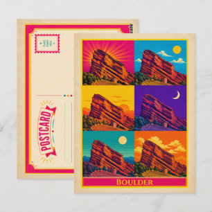 Boulder Postcard Colorado Red Rock Vintage Pop Art
