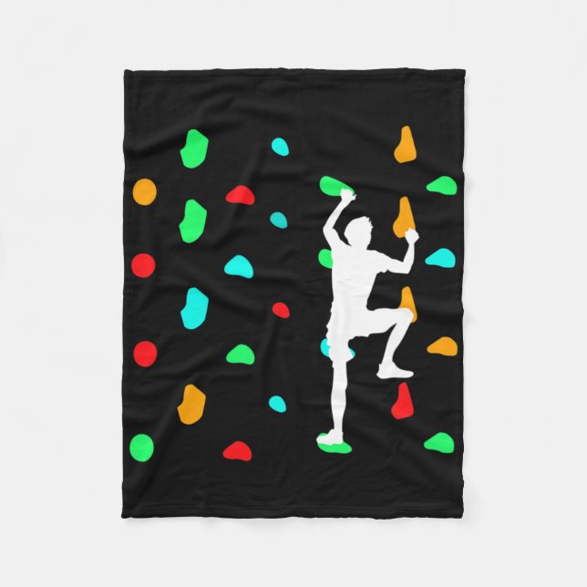 Boulderer When Bouldering On Climbing Wall  Fleece Blanket (Front)
