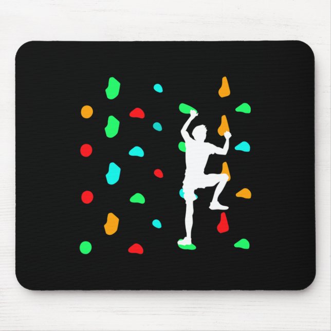 Boulderer When Bouldering On Climbing Wall  Mouse Pad (Front)