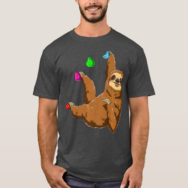 Bouldering and Rock Climbing Sloth Premium T-Shirt (Front)