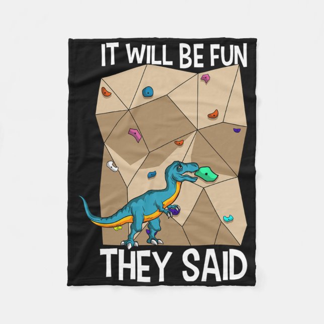 Bouldering Climber Boulderer Artificial Dinosaur C Fleece Blanket (Front)