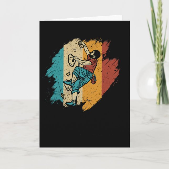 Bouldering Rock Climber Mountain Climbing - Retro  Card (Front)