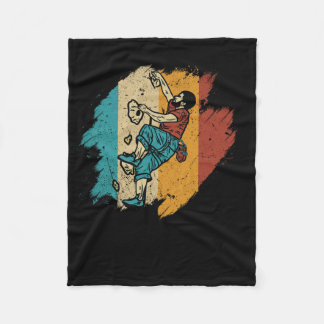 Bouldering Rock Climber Mountain Climbing - Retro  Fleece Blanket
