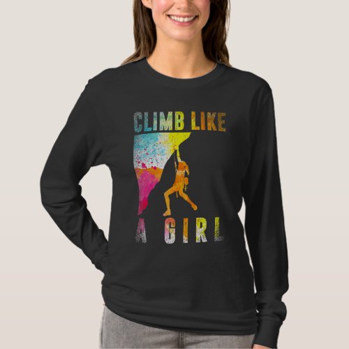 Bouldering Rock Climber Women Girls Kids Rock Clim T_Shirt