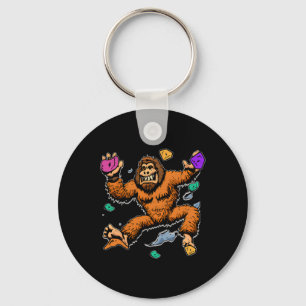 Bouldering Sasquatch Mountain Climber Bigfoot Rock Keychain