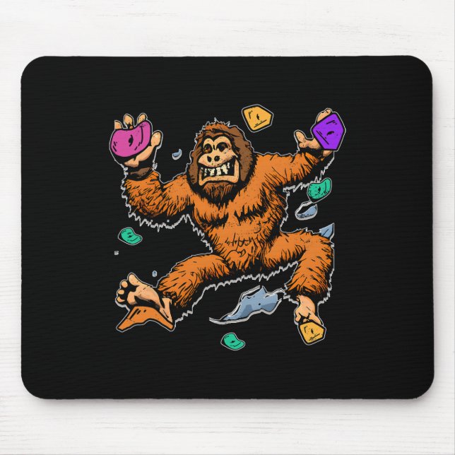 Bouldering Sasquatch Mountain Climber Bigfoot Rock Mouse Pad (Front)