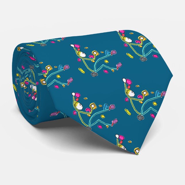 Bouldering Stickman Neck Tie (Rolled)