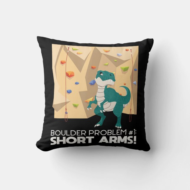 Bouldering T Rex Wall Climber Rock Climbing Mounta Throw Pillow (Front)