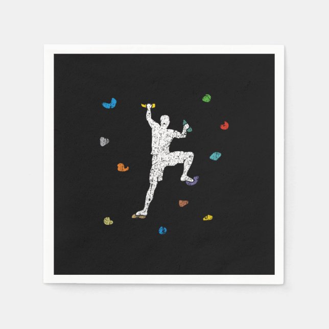 Bouldering Wall Climber Gift Idea Napkins (Front)
