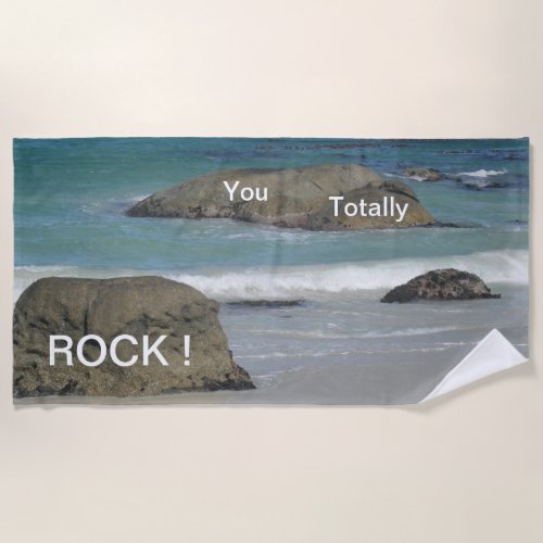 Boulders Beach Cust Funny Text Beach Towel