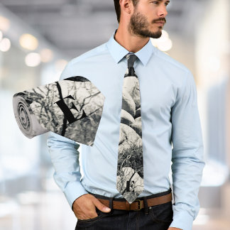 Boulders in Grayscale Monogram  Neck Tie