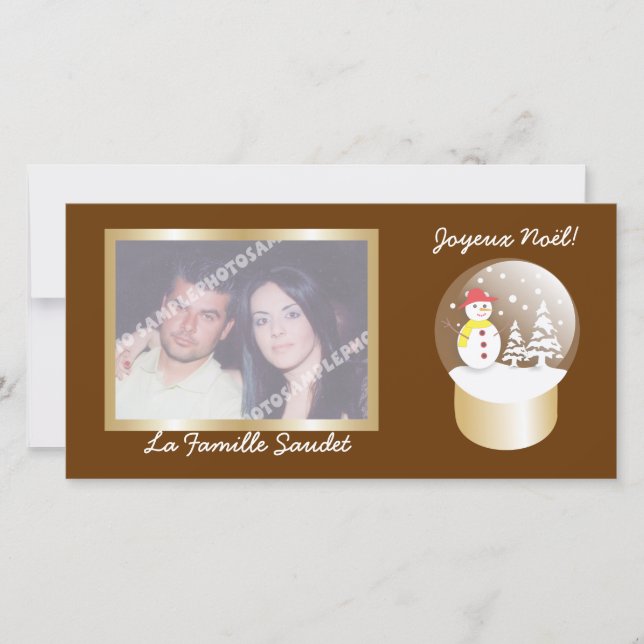 Boule a neige Snow globe cartes photo Holiday Card (Front)
